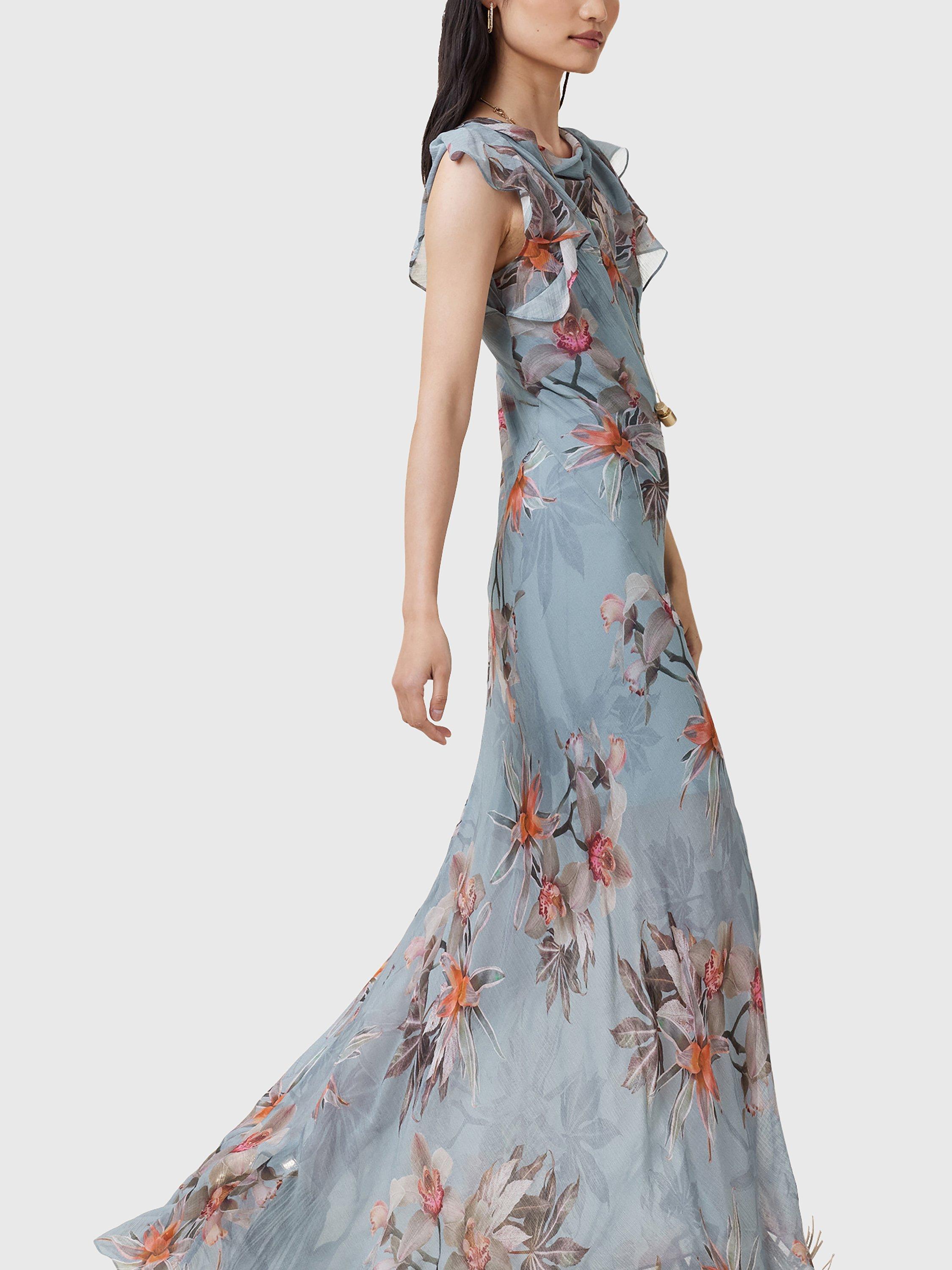 Product image 6 of 6, which shows AllSaints Flora Printed Maxi Dress, Adena Dusty Blue/Multi, 10
