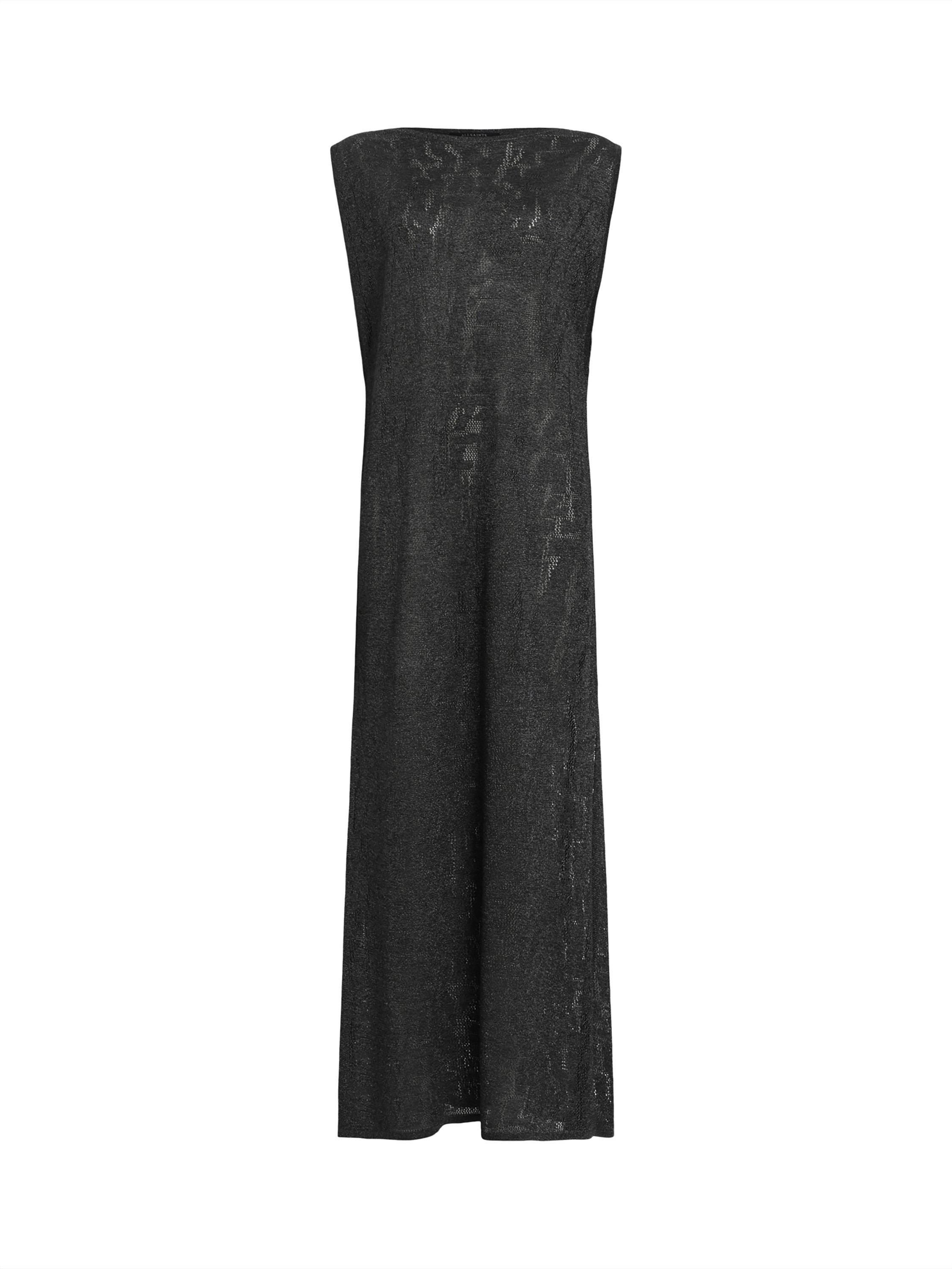 Product image 4 of 7, which shows AllSaints Kaito Jacquard Sleeveless Maxi Dress, Carbon Grey, L