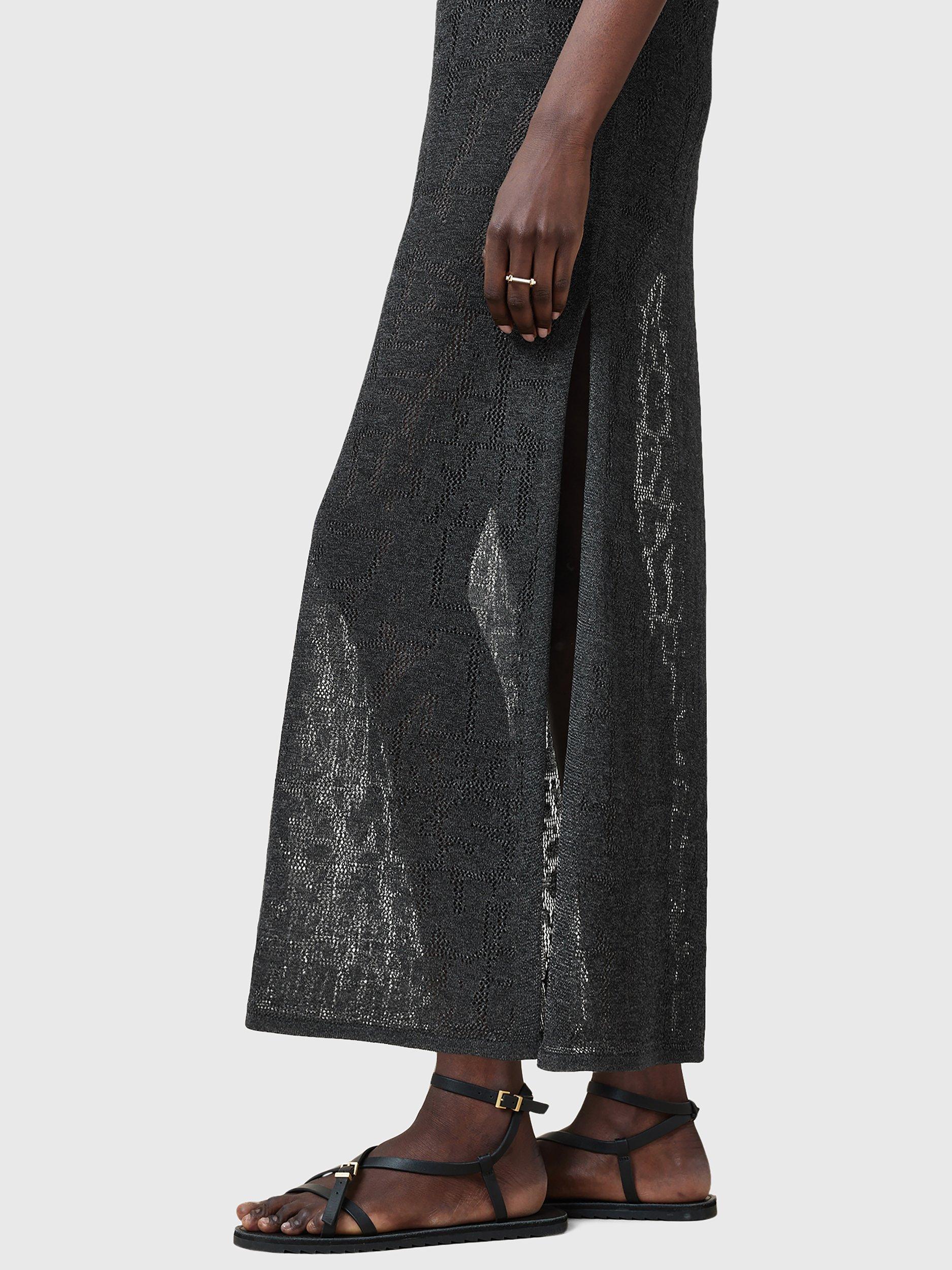 Product image 7 of 7, which shows AllSaints Kaito Jacquard Sleeveless Maxi Dress, Carbon Grey, L