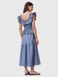 AllSaints Halia Bardot Neck Organic Cotton Tiered Midi Dress