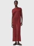 AllSaints Kaito Jacquard Sleeveless Maxi Dress, Rosewood Red