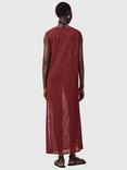 AllSaints Kaito Jacquard Sleeveless Maxi Dress, Rosewood Red