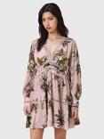 AllSaints Xanthe Floral Mini Dress, Pink/Multi