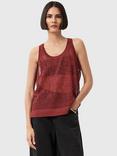AllSaints Kaito Semi Sheer Tank Top, Rosewood Red