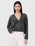 AllSaints Kaito V-Neck Long Sleeved Jacquard Knit Jumper