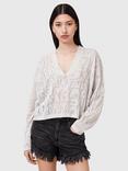 AllSaints Kaito V-Neck Long Sleeved Jacquard Knit Jumper