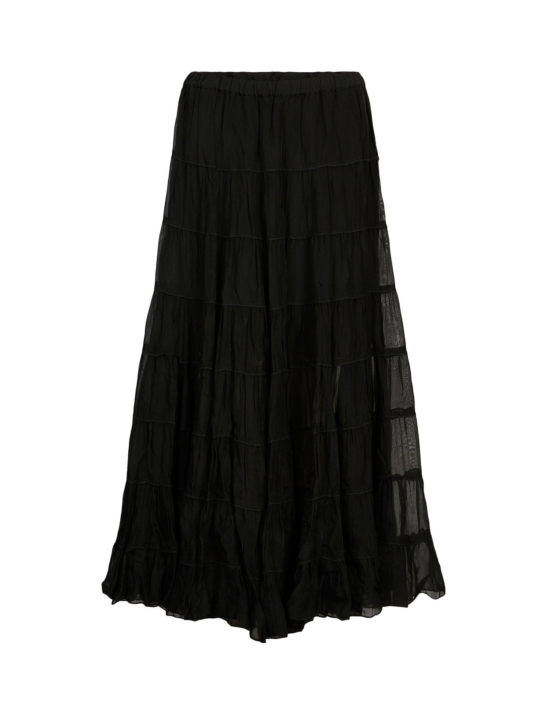 Product image 4 of 6, which shows AllSaints Eva Texture Tiered Maxi Skirt, Black, 10