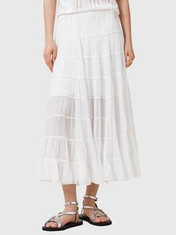 AllSaints Eva Midi Skirt, White Natural