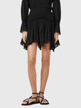 AllSaints Pamela Asymmetrical Ruffled Hem Mixed Blend Mini Skirt
