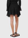AllSaints Pamela Asymmetrical Ruffled Hem Mixed Blend Mini Skirt