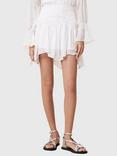 AllSaints Pamela Asymmetrical Ruffled Hem Mixed Blend Mini Skirt, White