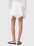 AllSaints Pamela Asymmetrical Ruffled Hem Mixed Blend Mini Skirt, White