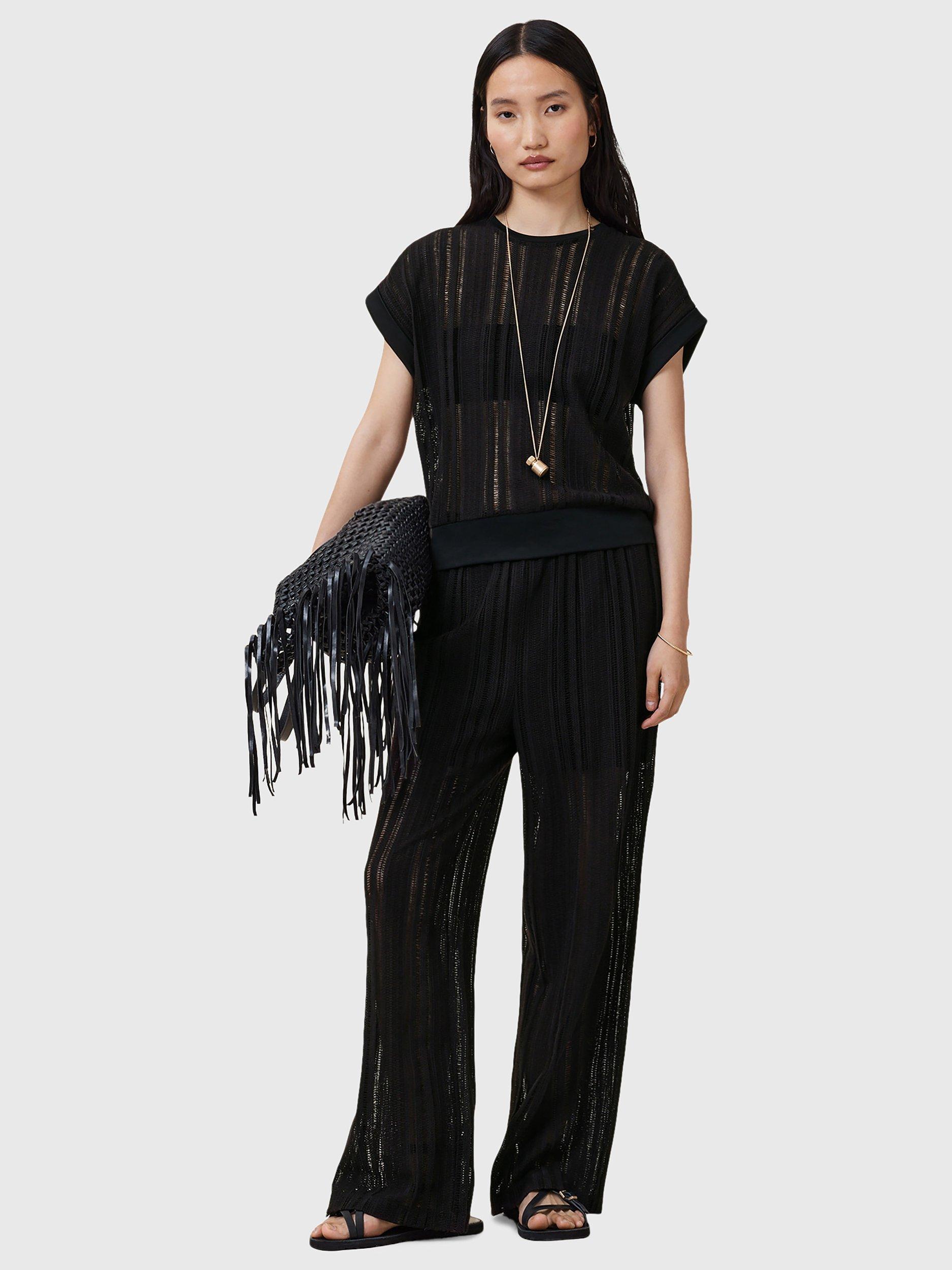 Product image 6 of 6, which shows AllSaints Giana Crochet Tank Top, Black, L