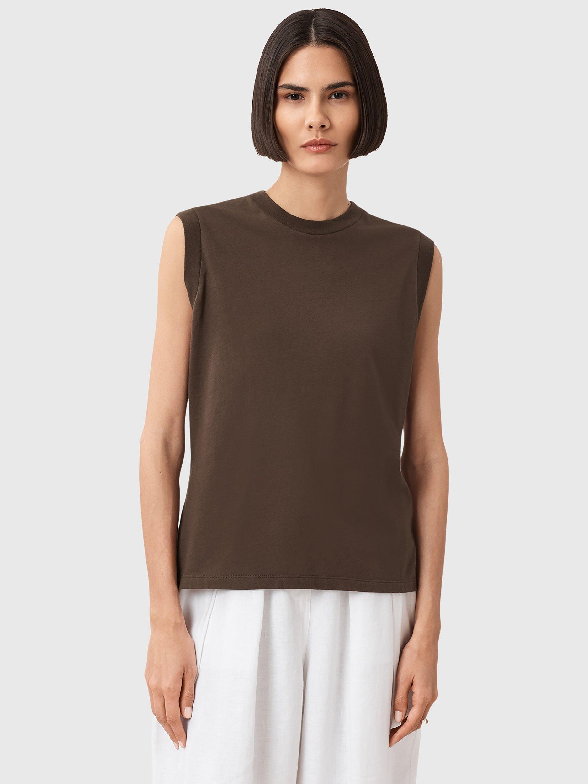 Product image 1 of 1, which shows AllSaints Imogen Boxy Tank Top, Bitter Brown, L