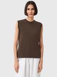 AllSaints Imogen Boxy Tank Top, Bitter Brown