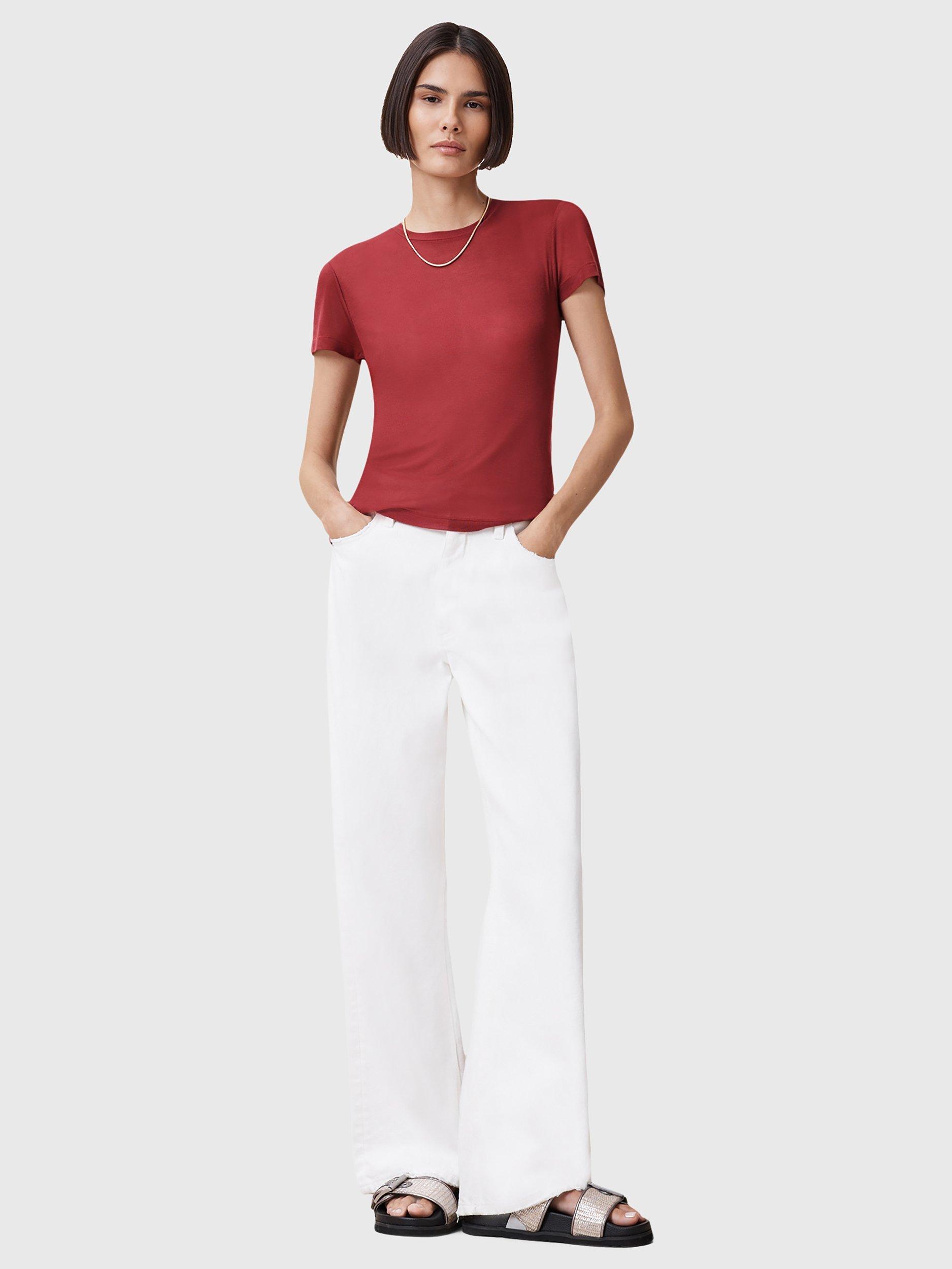Product image 3 of 7, which shows AllSaints June Short Sleeve T-Shirt, Rosewood Red, L
