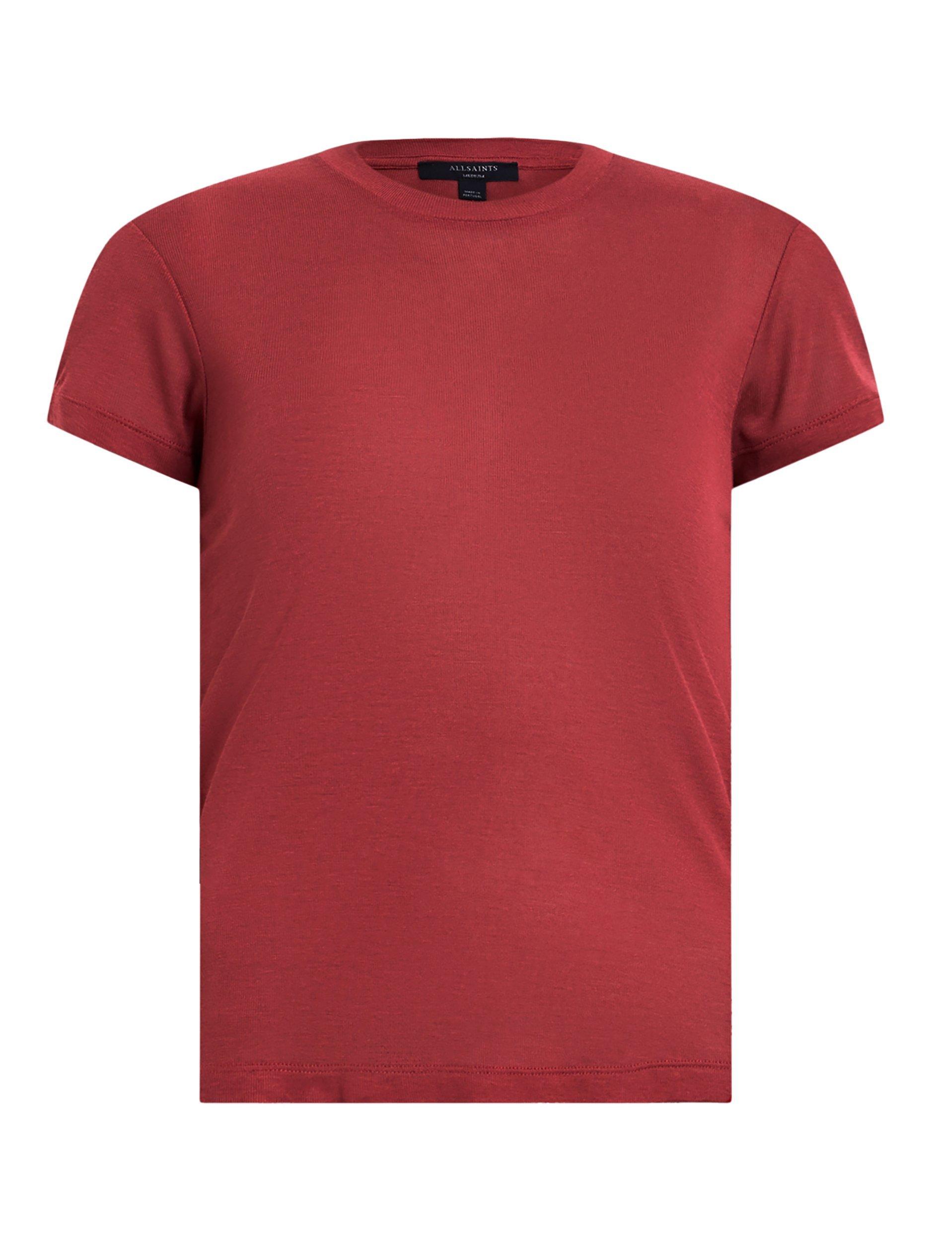 Product image 4 of 7, which shows AllSaints June Short Sleeve T-Shirt, Rosewood Red, L