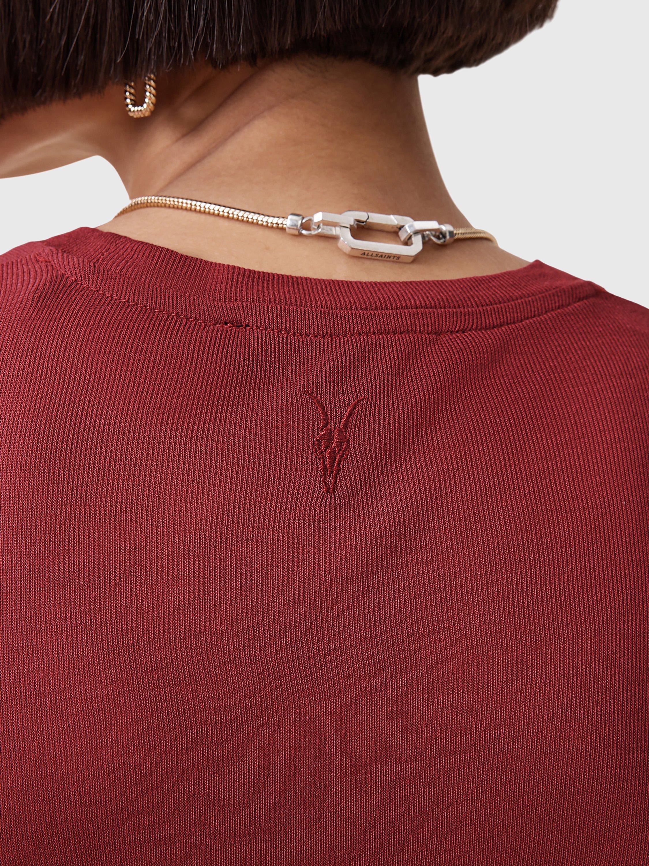 Product image 7 of 7, which shows AllSaints June Short Sleeve T-Shirt, Rosewood Red, L