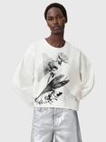 AllSaints Lyss Lila Print Sweatshirt, Chalk White