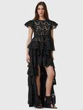 AllSaints Meadow Broderie Anglaise Peplum Top, Black
