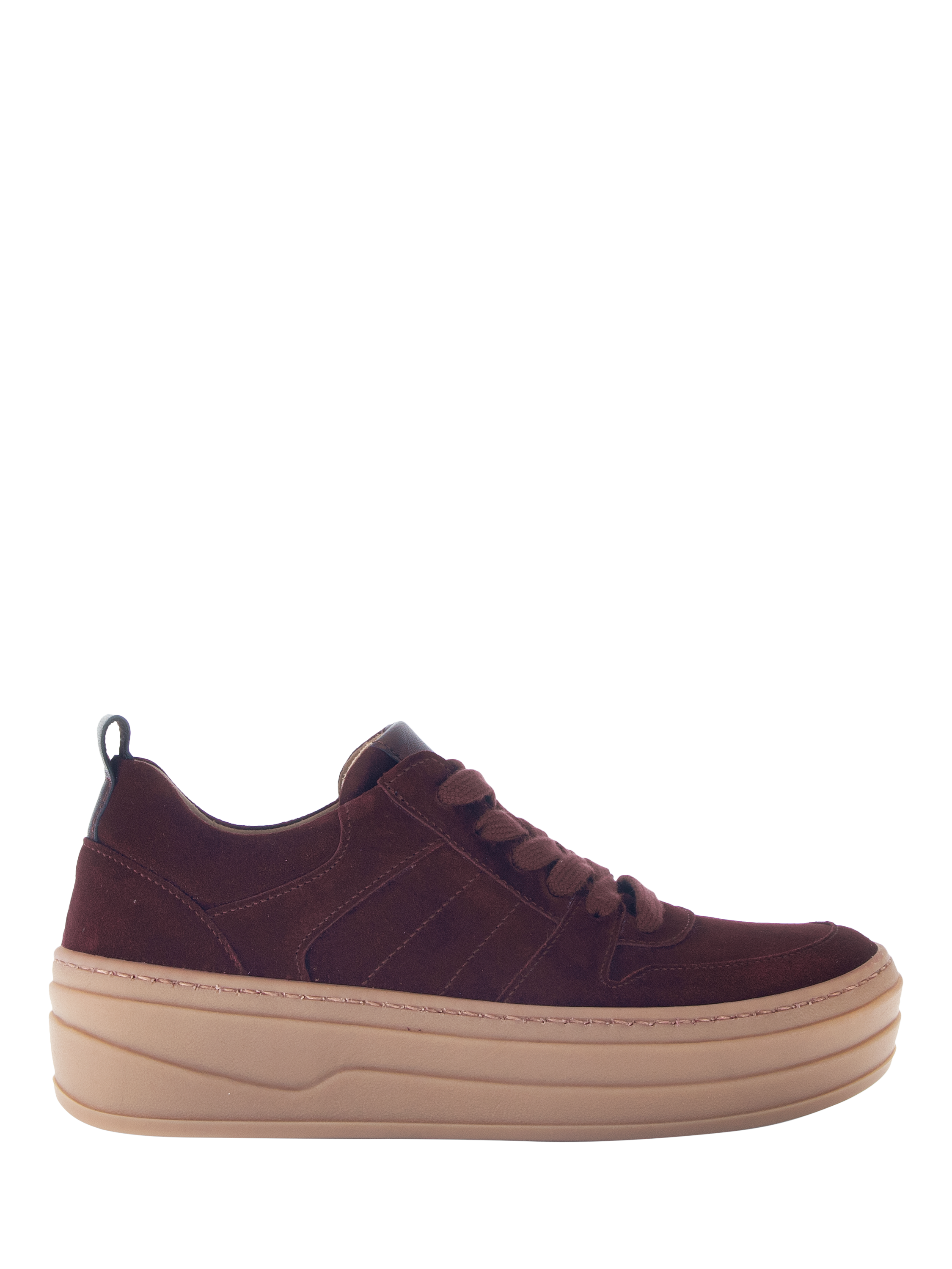 Gabor Story Lace Up Flatform Suede Trainers, Mulberry