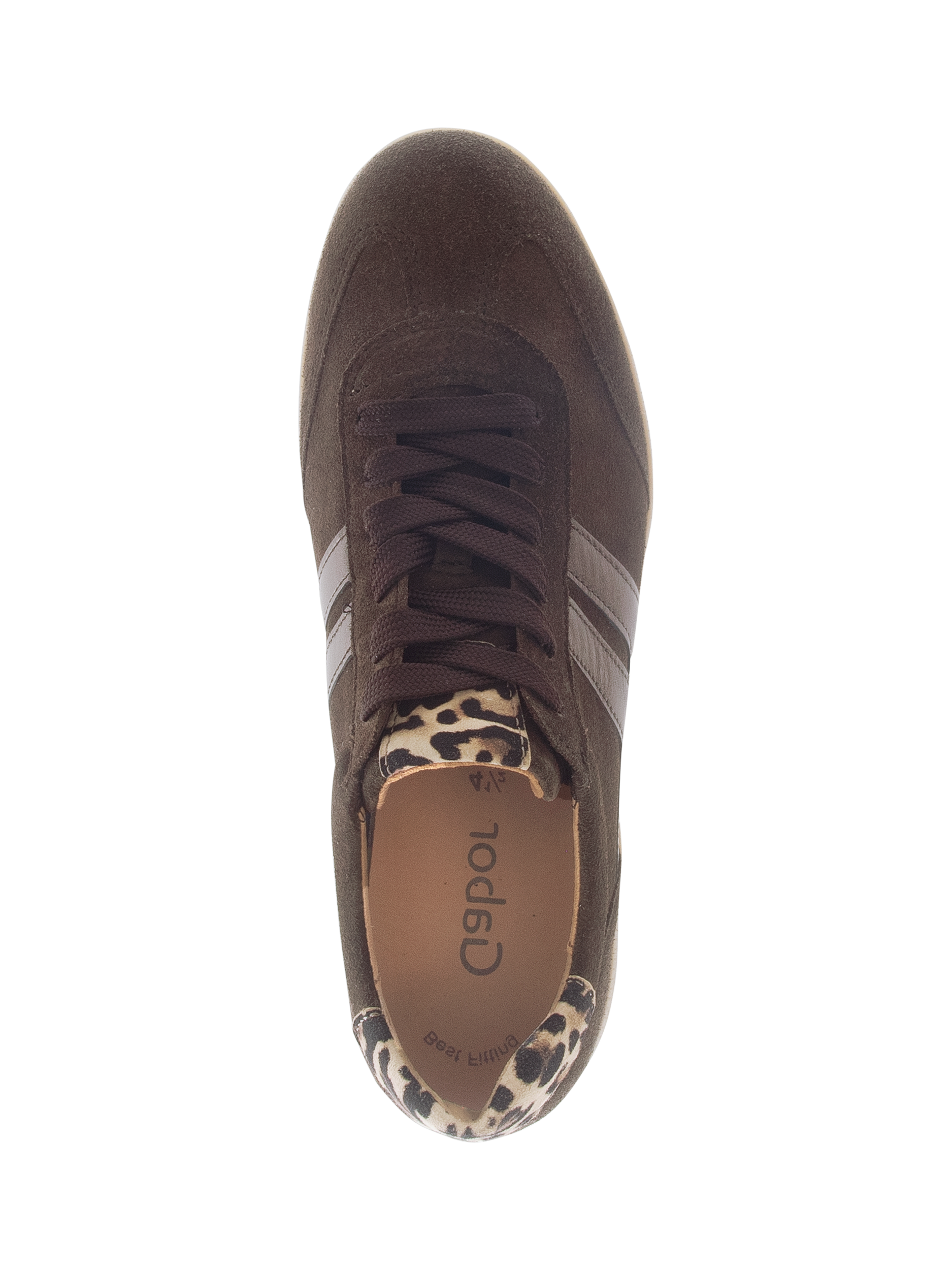 Product image 2 of 4, which shows Gabor West Suede Lace Up Trainers, Brown/Multi, 3