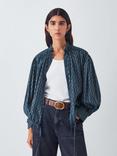 AND/OR Boho Tie Neck Blouse, Navy