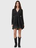 AllSaints Xanthe Long Sleeve Mini Dress, Black