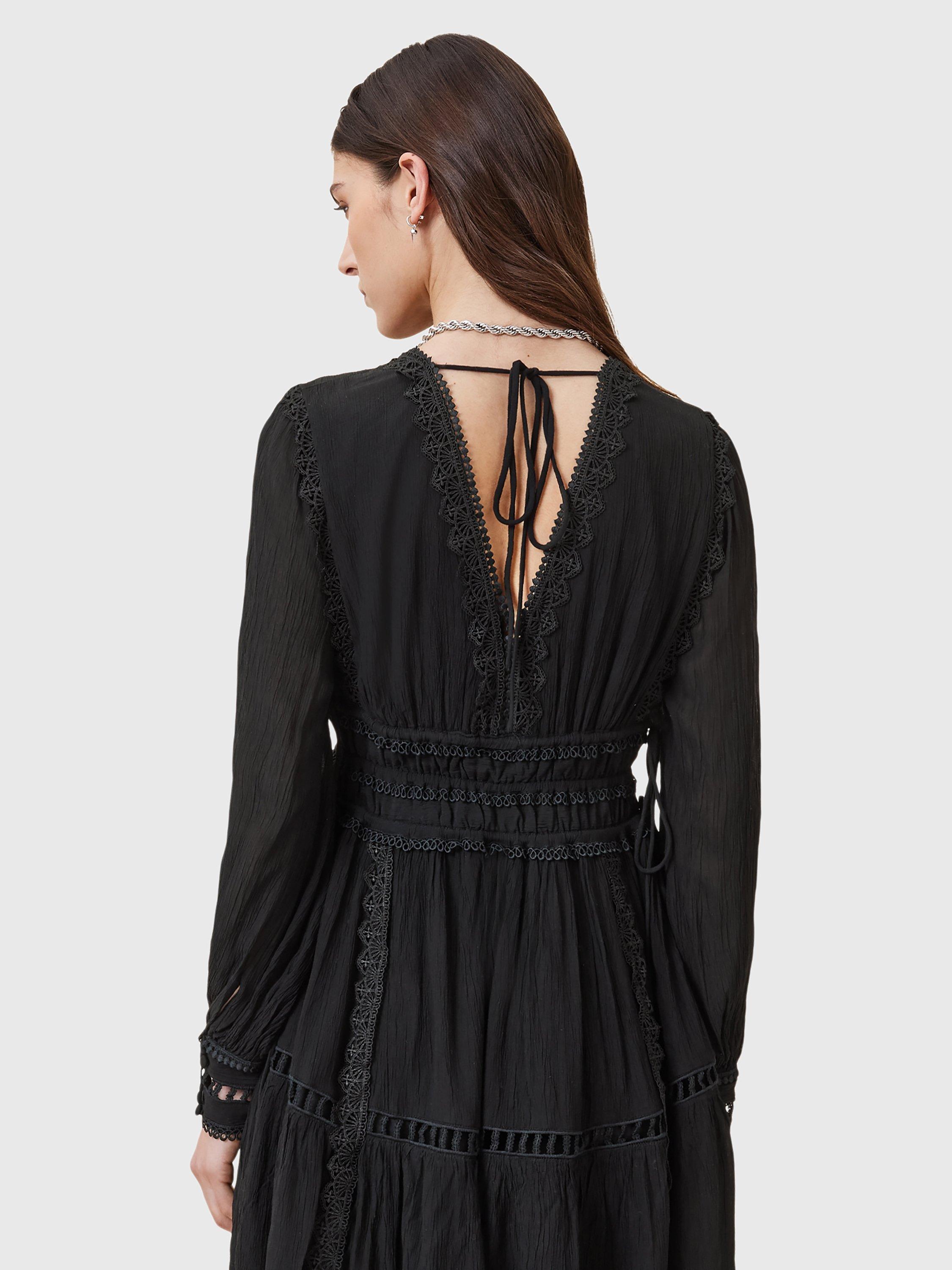 Product image 2 of 8, which shows AllSaints Xanthe Long Sleeve Mini Dress, Black, 8