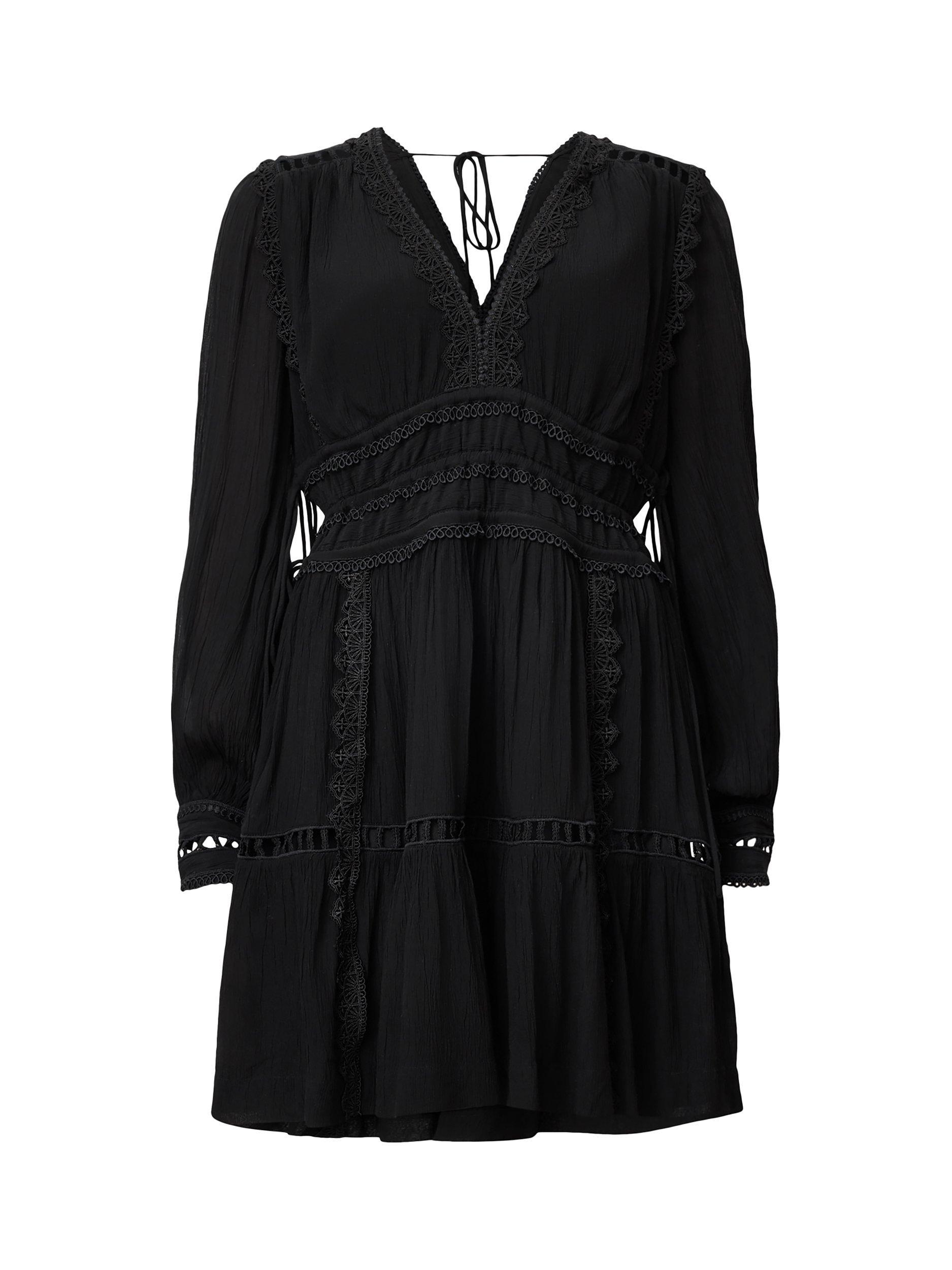 Product image 4 of 8, which shows AllSaints Xanthe Long Sleeve Mini Dress, Black, 8