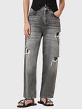 AllSaints Daisy Elasticated Barrel Jeans, Washed Grey