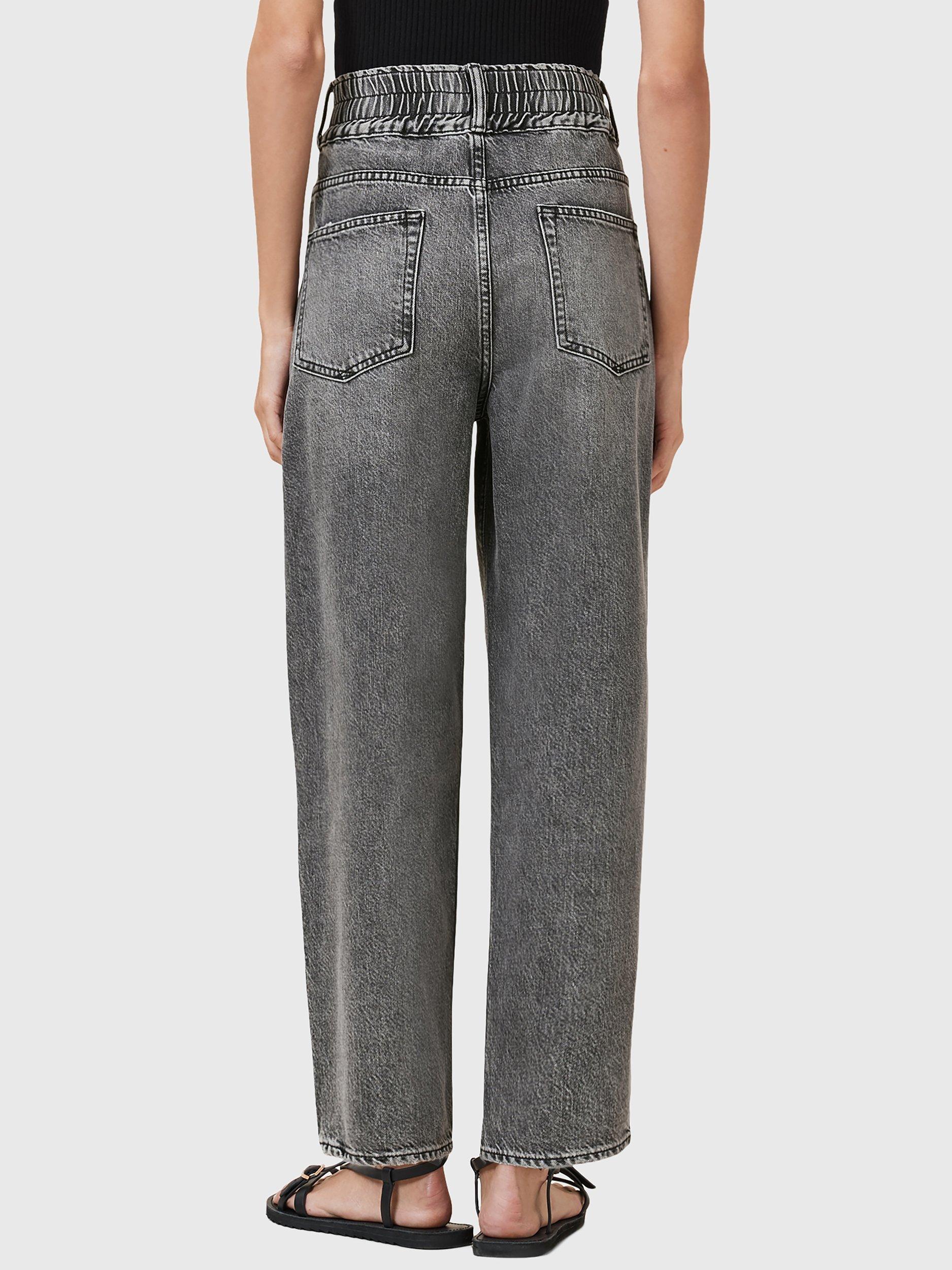 Product image 2 of 8, which shows AllSaints Daisy Elasticated Barrell Jeans, Washed Grey, 8