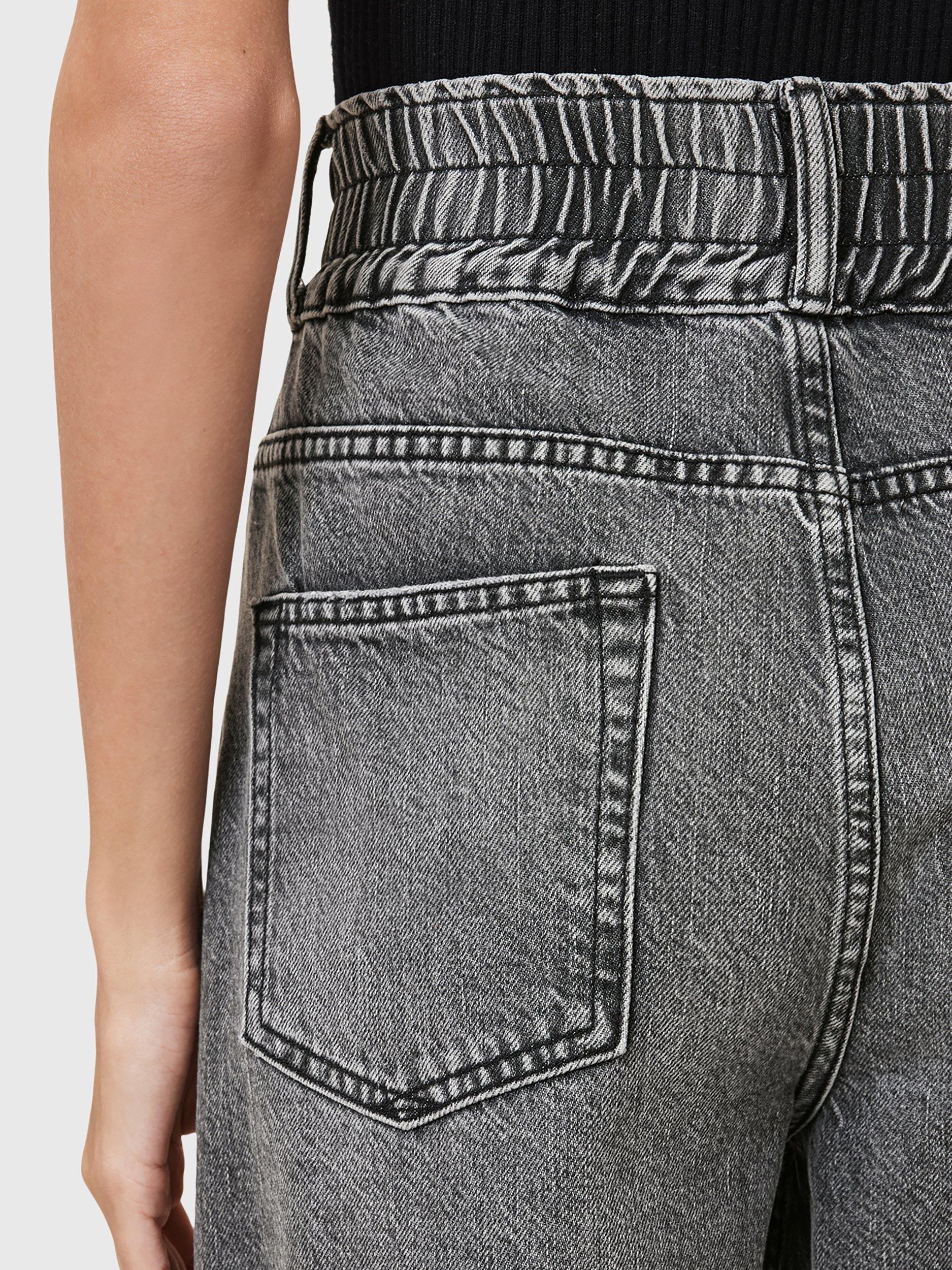 Product image 6 of 8, which shows AllSaints Daisy Elasticated Barrell Jeans, Washed Grey, 8