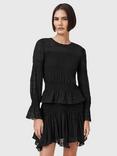 AllSaints Pamela Shirred Mixed Blend Long Sleeve Top