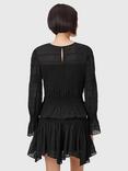 AllSaints Pamela Shirred Mixed Blend Long Sleeve Top