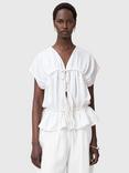 AllSaints Remy Peplum Tie Detail Sleeveless Linen Blend Top