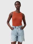 AllSaints Rina Crew Neck Sleeveless Tank Top, Burnt Brick Red