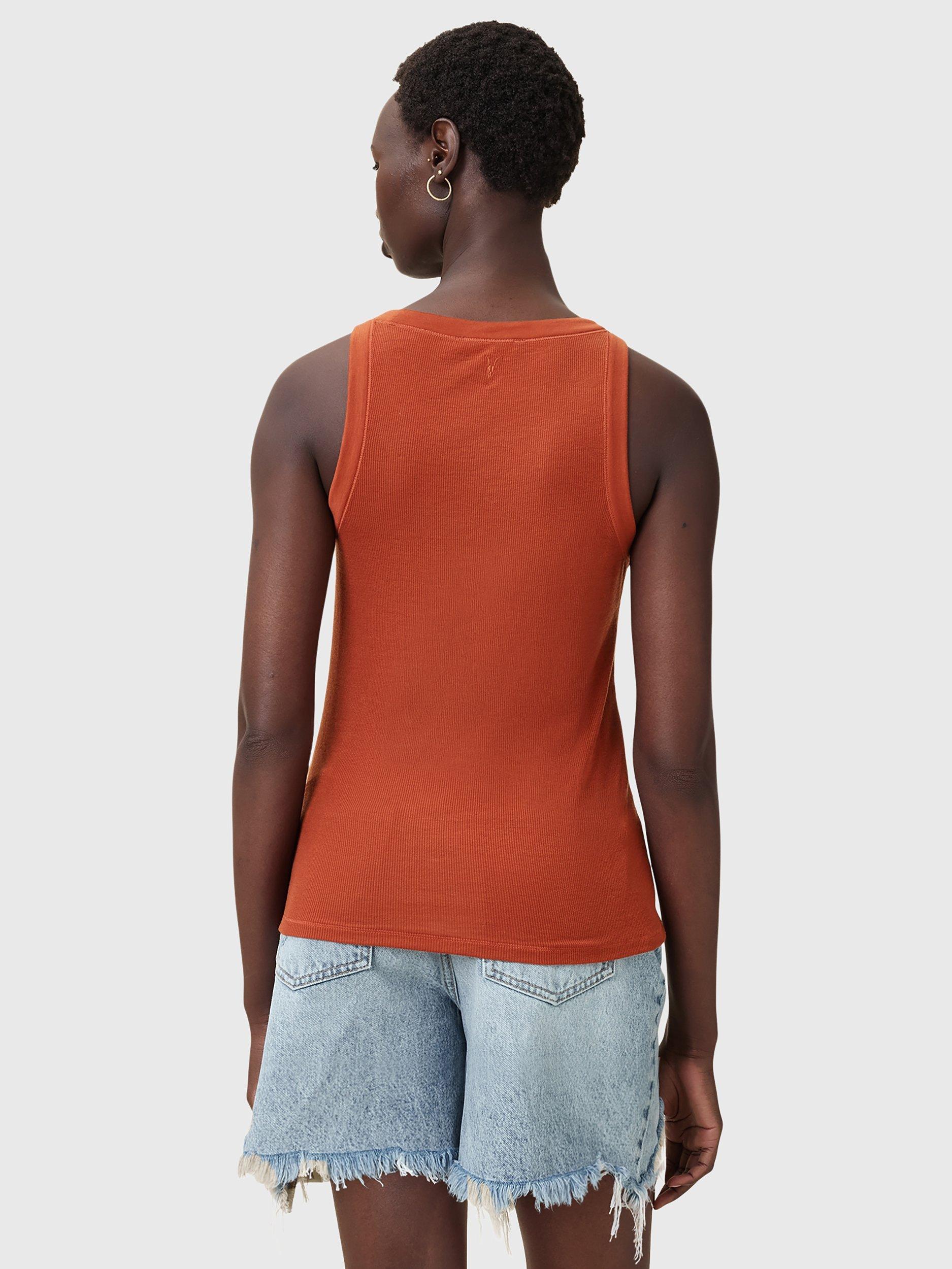 Product image 2 of 11, which shows AllSaints Rina Crew Neck Sleeveless Tank Top, Burnt Brick Red, L
