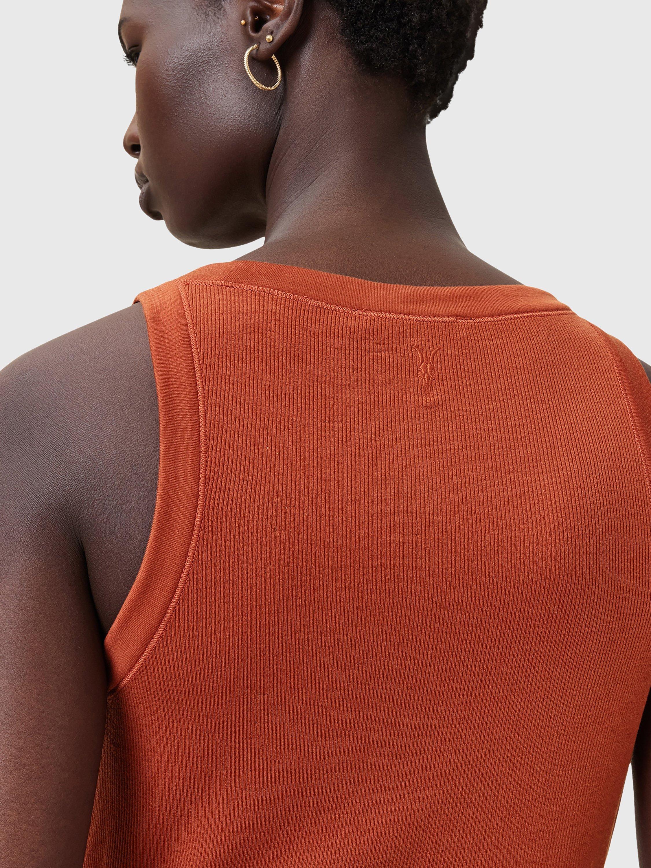 Product image 6 of 11, which shows AllSaints Rina Crew Neck Sleeveless Tank Top, Burnt Brick Red, L