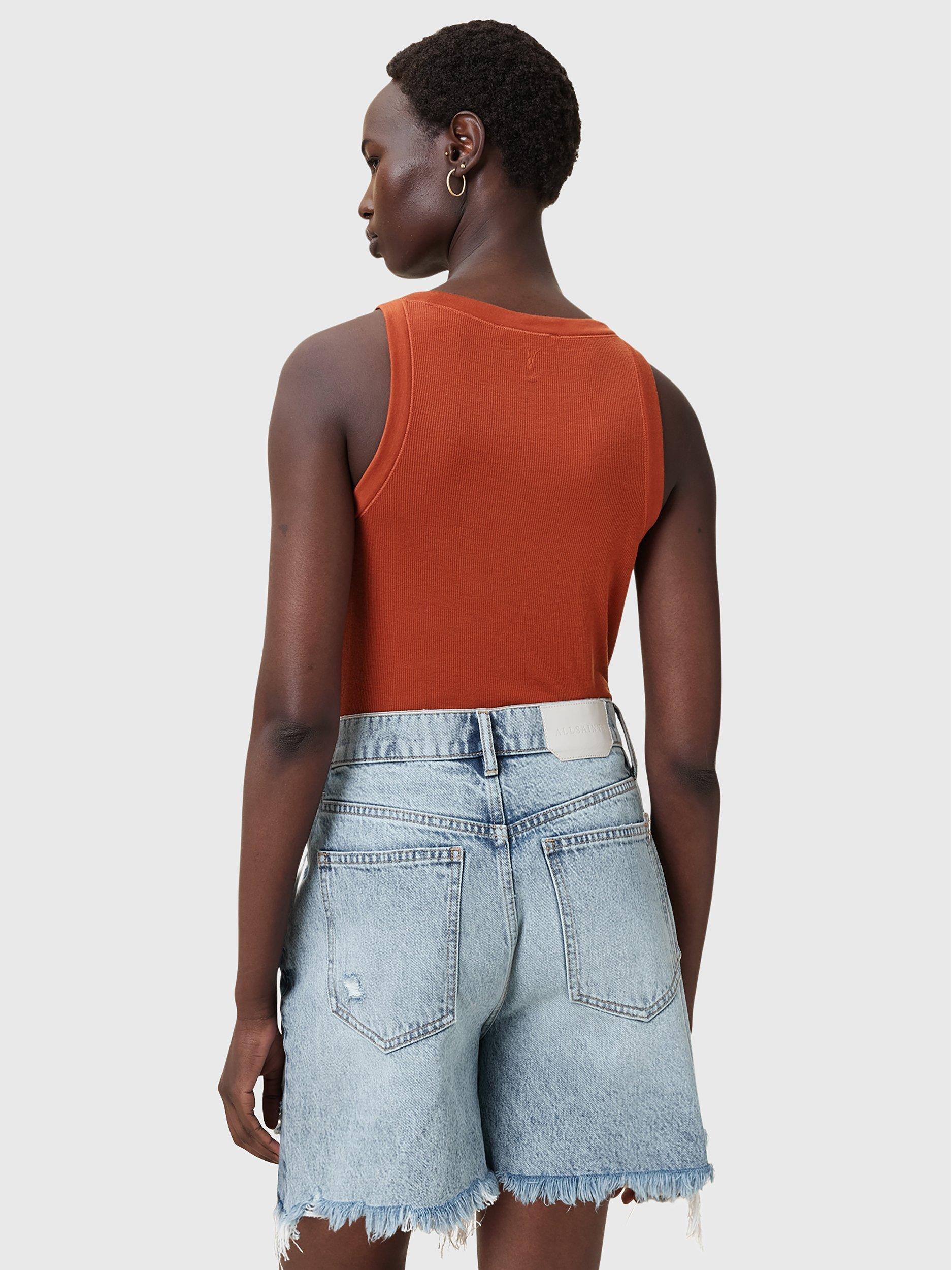 Product image 7 of 11, which shows AllSaints Rina Crew Neck Sleeveless Tank Top, Burnt Brick Red, L