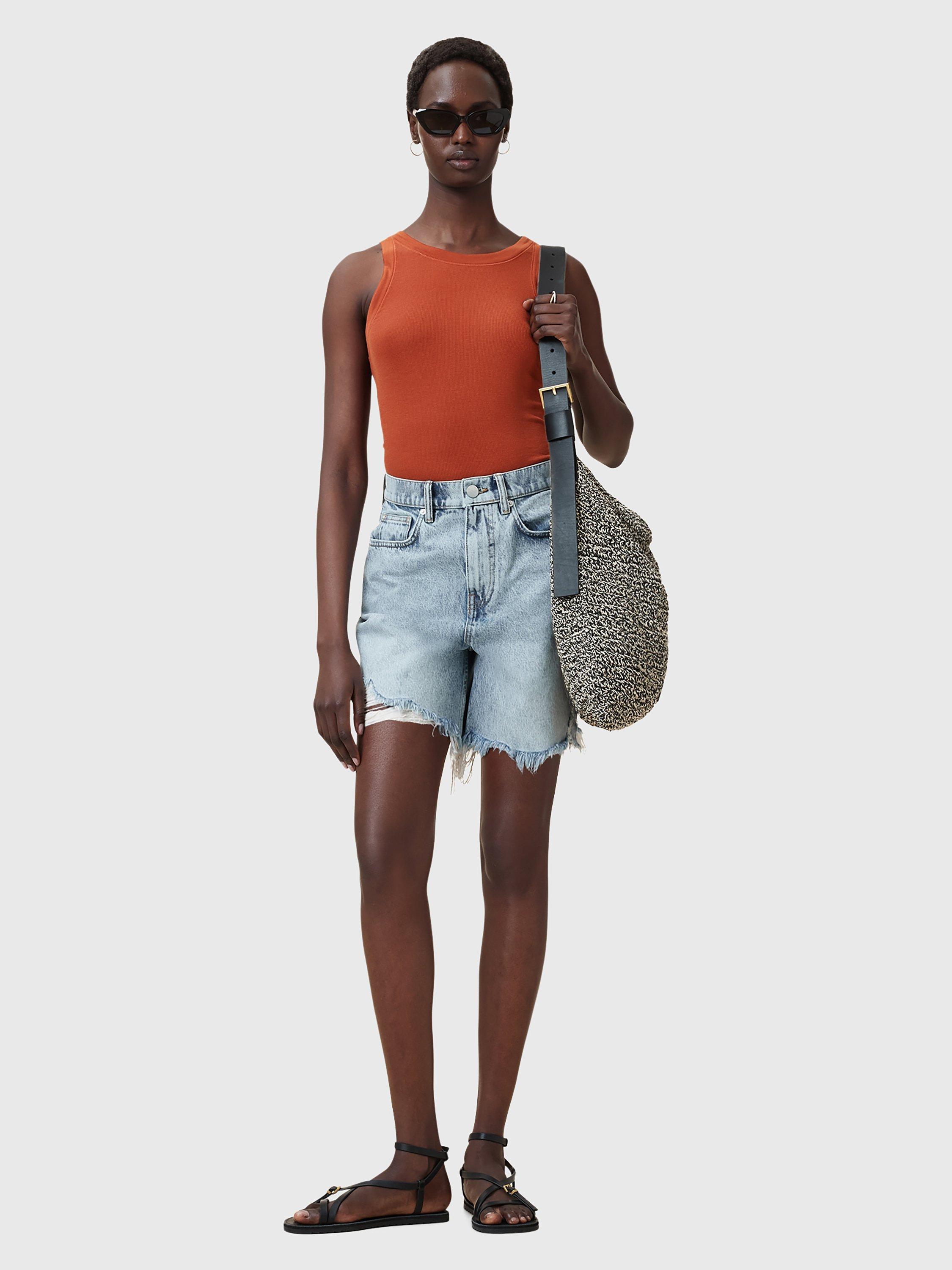 Product image 8 of 11, which shows AllSaints Rina Crew Neck Sleeveless Tank Top, Burnt Brick Red, L