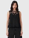 AllSaints Rye Sleeveless Floral Embroidered Round Neck Top