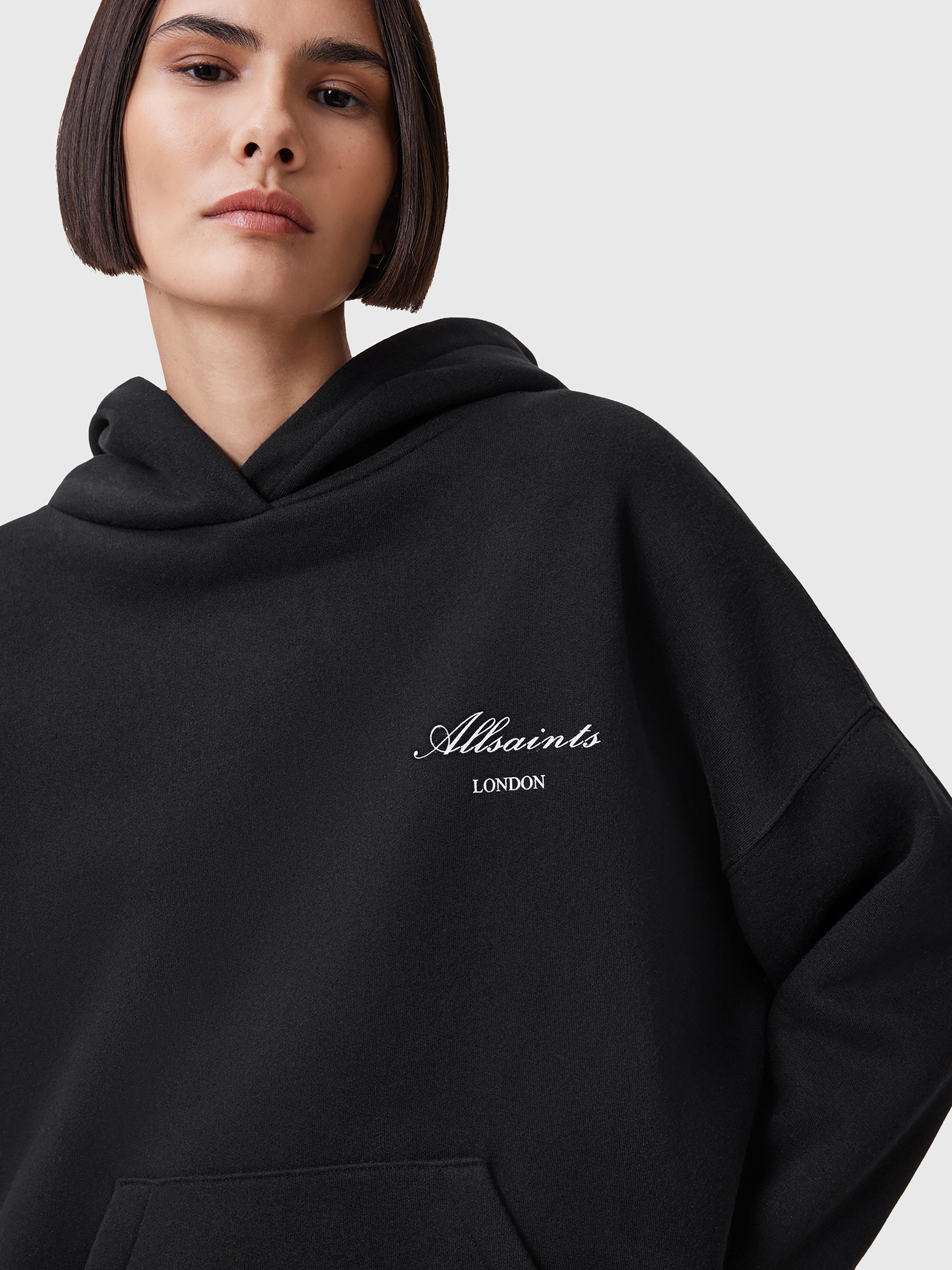 Product image 6 of 8, which shows AllSaints Shkull Etienne Ultra Oversized Cotton Blend Hoody, Black, XS