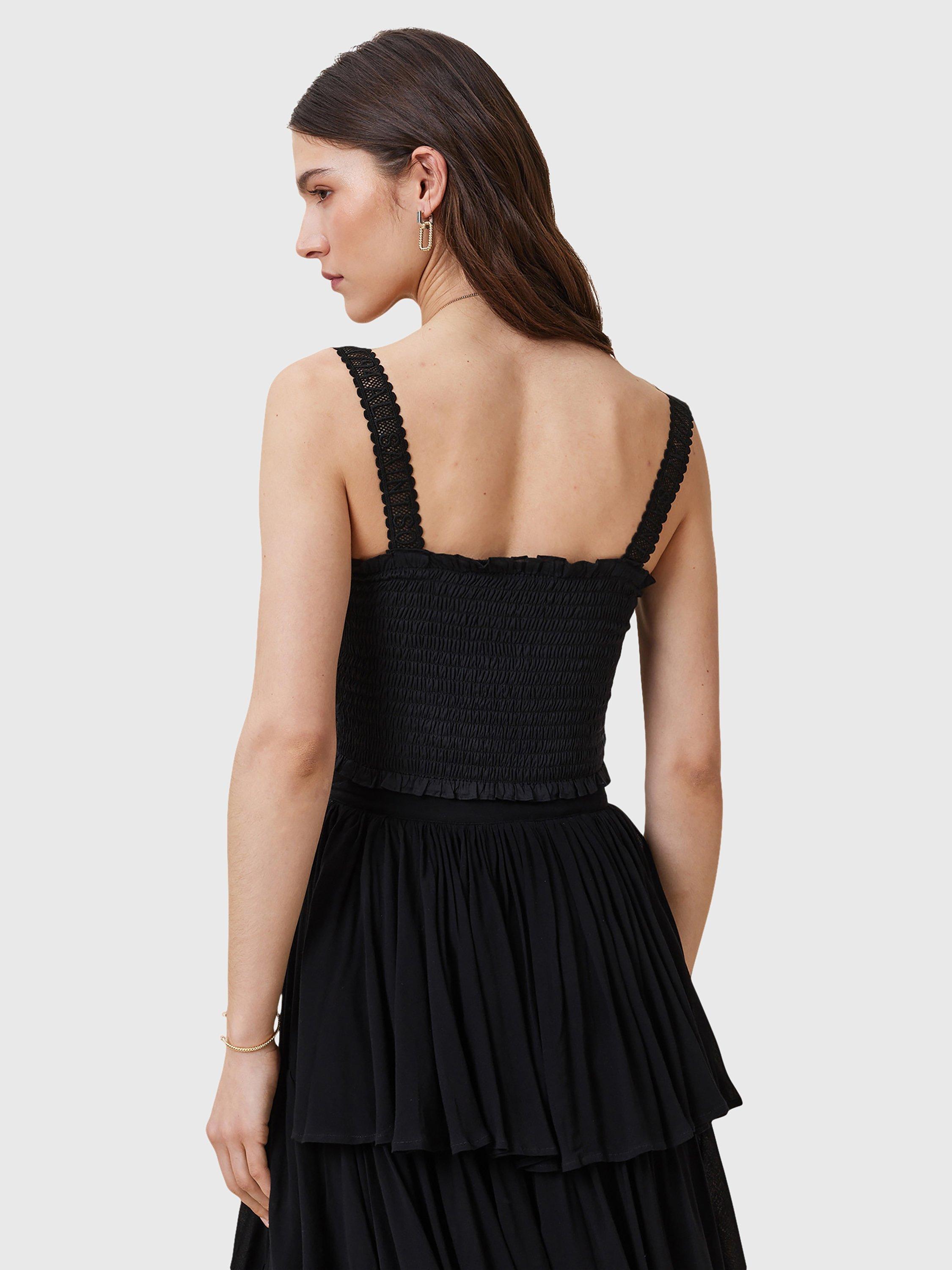 Product image 2 of 7, which shows AllSaints Talia Ruched Bandeau Modal Cropped Top, Black, 6