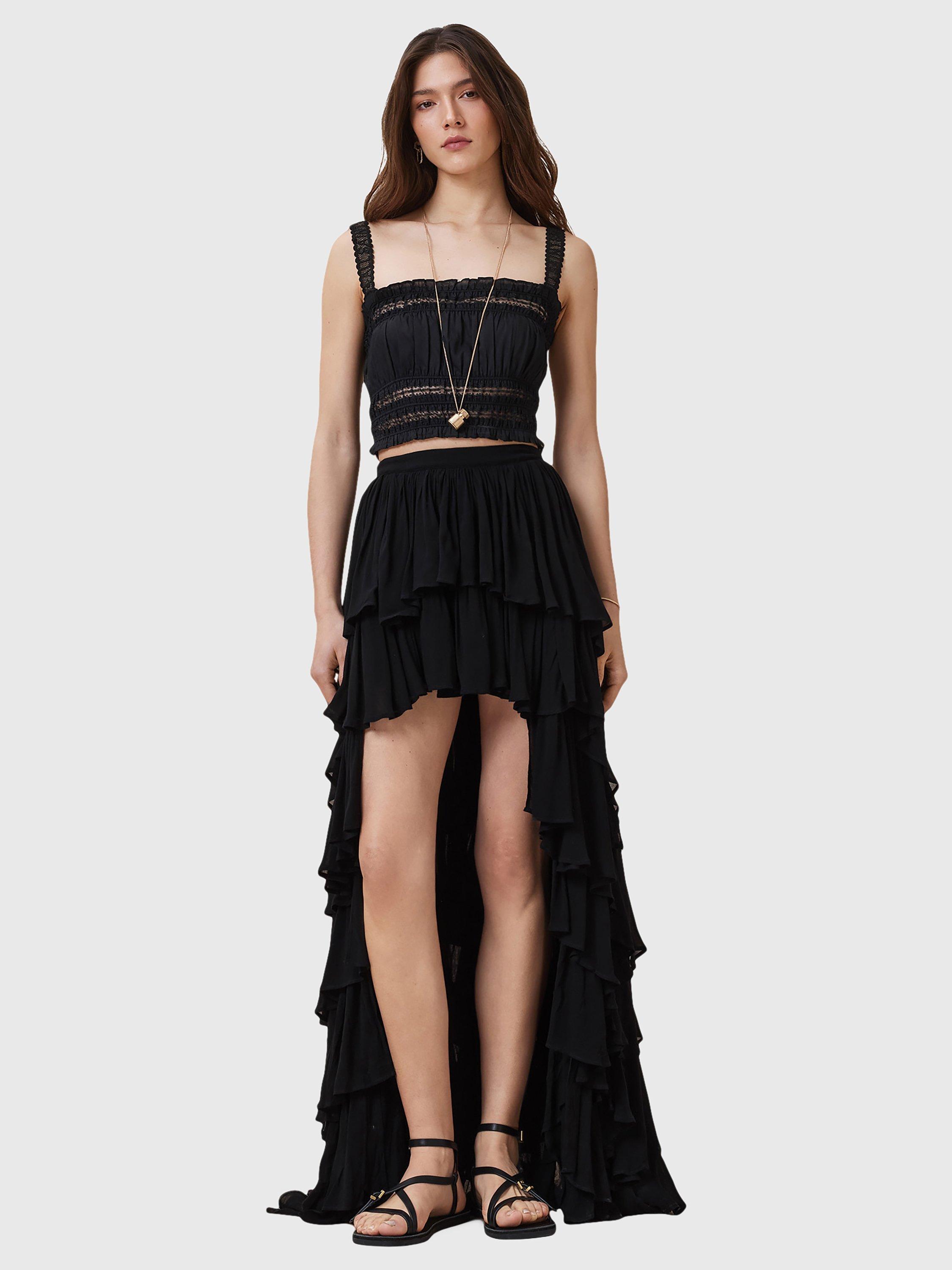 Product image 3 of 7, which shows AllSaints Talia Ruched Bandeau Modal Cropped Top, Black, 6