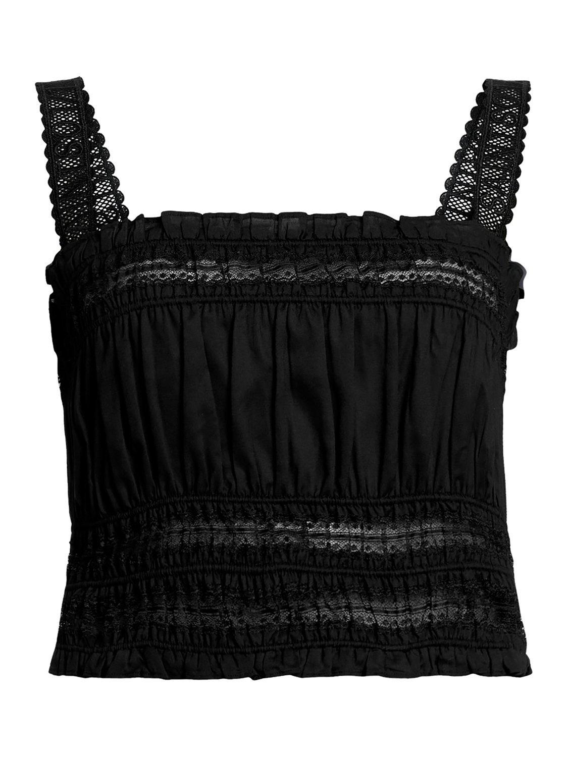 Product image 4 of 7, which shows AllSaints Talia Ruched Bandeau Modal Cropped Top, Black, 6
