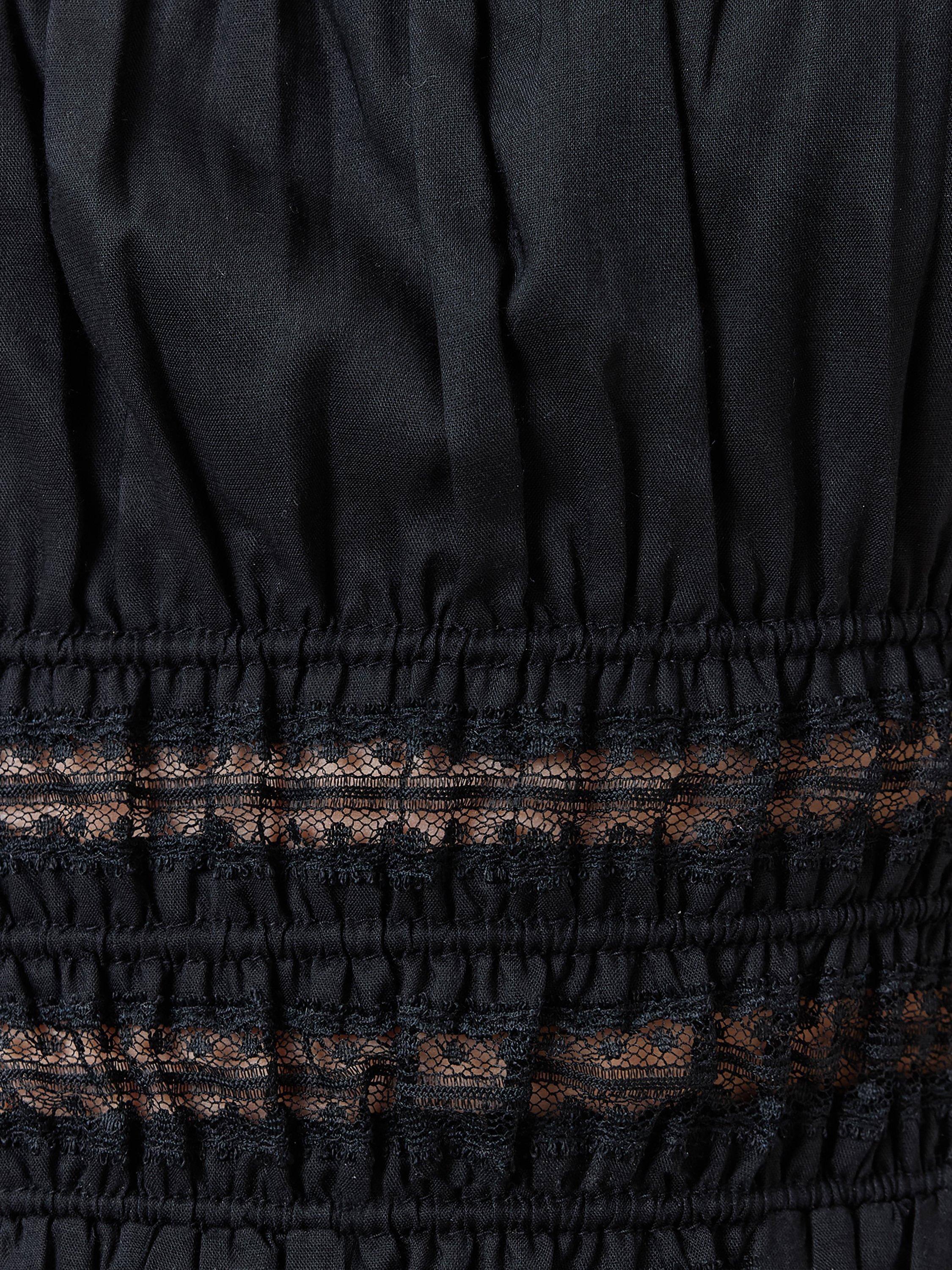 Product image 6 of 7, which shows AllSaints Talia Ruched Bandeau Modal Cropped Top, Black, 6