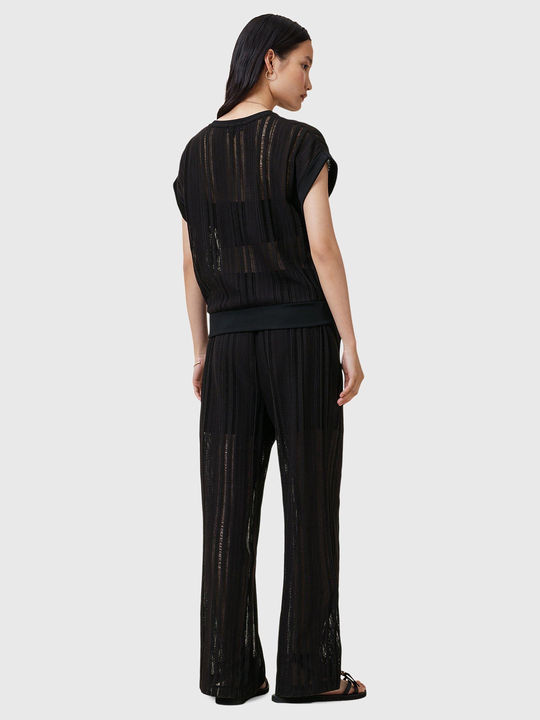 Product image 6 of 7, which shows AllSaints Giana Crochet Trousers, Black Black, L