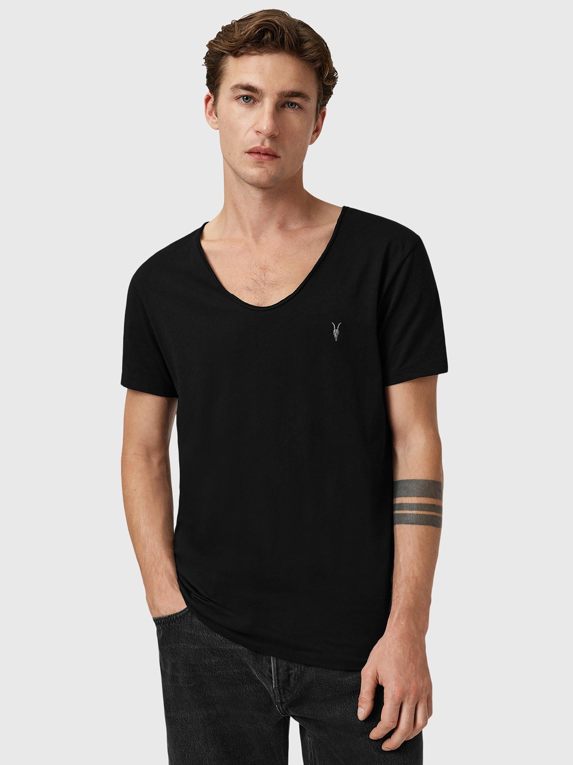 Product image 1 of 6, which shows AllSaints Tonic Scoop Neck T-Shirt, Jet Black, XS