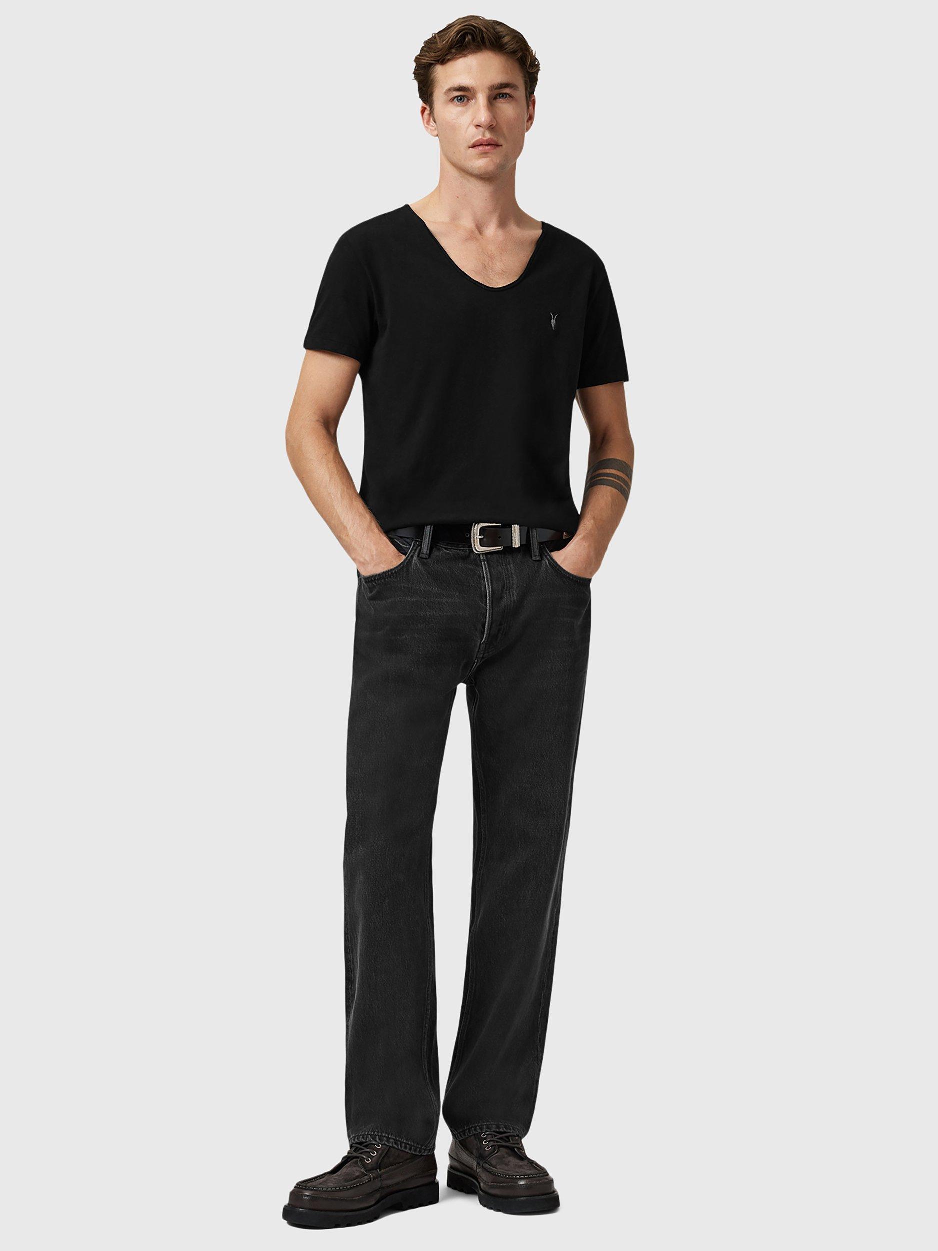 Product image 3 of 6, which shows AllSaints Tonic Scoop Neck T-Shirt, Jet Black, XS